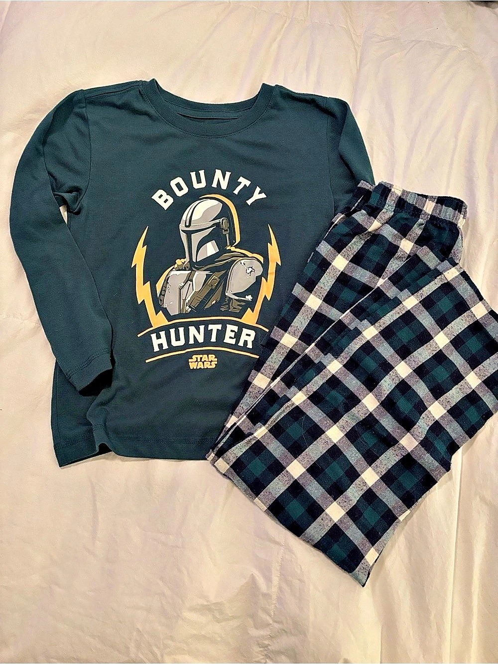 Gap Star Wars Bounty Hunter Kids Plaid Pajama Set